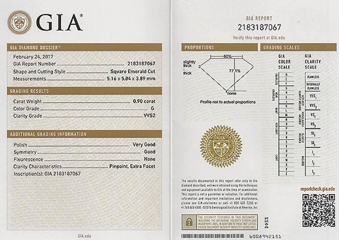 Verlobungsring mit GIA-zertifiziertem 0,90 Karat Diamant in Weißgold, Anhänger im Zustand „Neu“ im Angebot in New York, NY