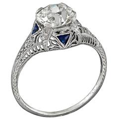 Art Deco 1.95 Carat GIA Certified Diamond platinum Engagement Ring