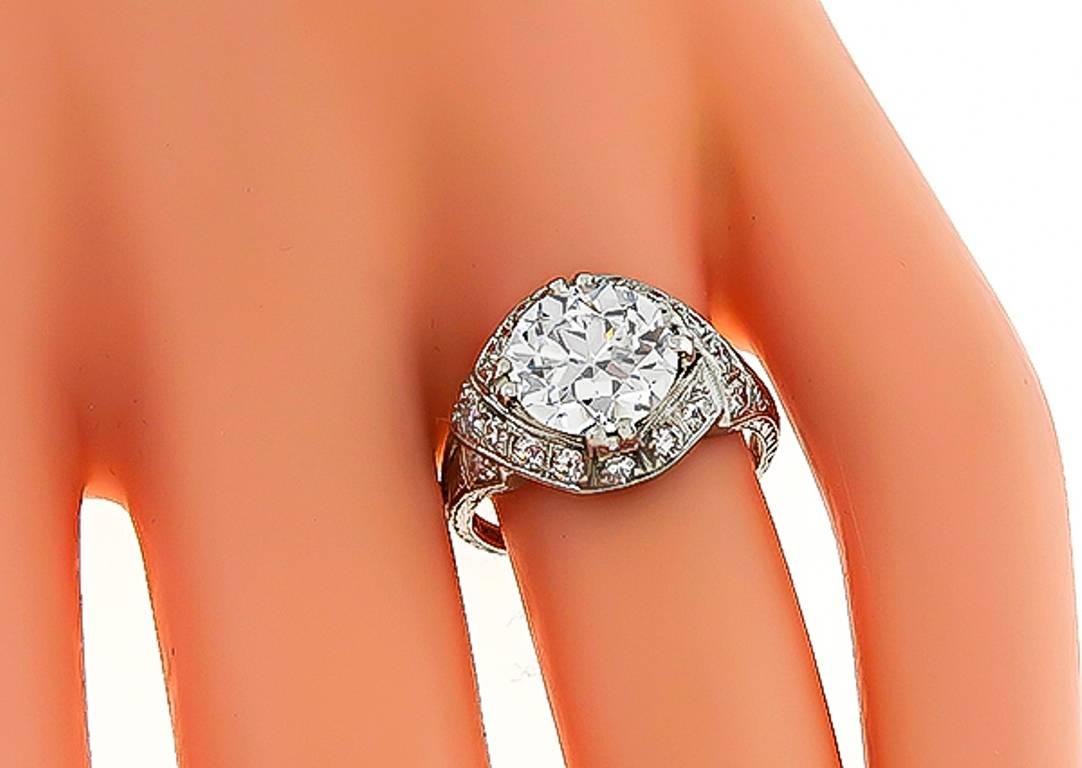 Art Deco Stunning GIA Certified 2.34 Carat Diamond Platinum Engagement Ring