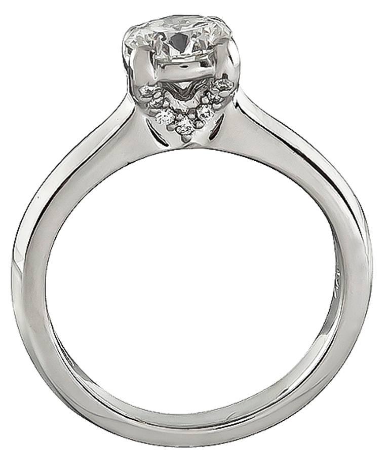This elegant 14k white gold engagement ring is set with a sparkling GIA certified round cut diamond that weighs 0.75ct. graded G color with VS1 clarity. The center diamond is accentuated by dazzling round cut diamond accents.
It is size 5, and can