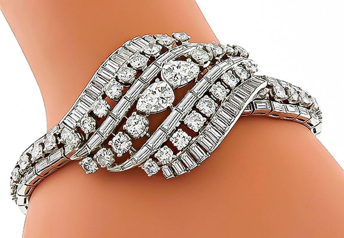 16 Carat Diamond Platinum Bracelet In Excellent Condition In New York, NY