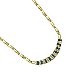 Collana in oro giallo 14k con zaffiro da 1,80 ct e diamante da 0,70 ct