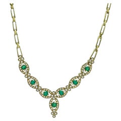 2.50ct Emerald 2.00ct Diamond 18k Yellow Gold Necklace