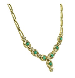 2.50ct Emerald 2.00ct Diamond 18k Yellow Gold Necklace