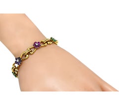 Armband aus 18-karätigem Gelbgold mit 4,50 Karat mehrfarbigen Edelsteinen und einem 0,90-Karat-Diamanten