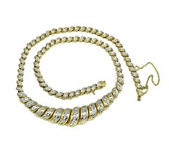 Two-Tone 14k Gold Necklace with 1.50ct Baguette Diamonds