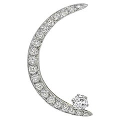 2.80ct Old Mine Cut Diamond Crescent Pin in 14k Gold