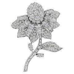Platinum Flower Brooch with 6.00ct Diamonds