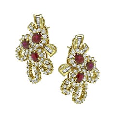AGL-zertifizierte ovale Rubine (6,00 ct) und Diamanten (5,00 ct) – Ohrringe mit Blumenmotiv aus 18-karätigem Gold