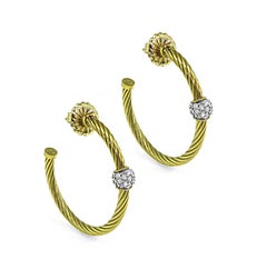 David Yurman 18k Yellow Gold Hoop Earrings