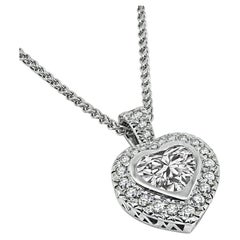 Platinum Heart Pendant Necklace with 1.25ct Diamond, 1.50ct Total