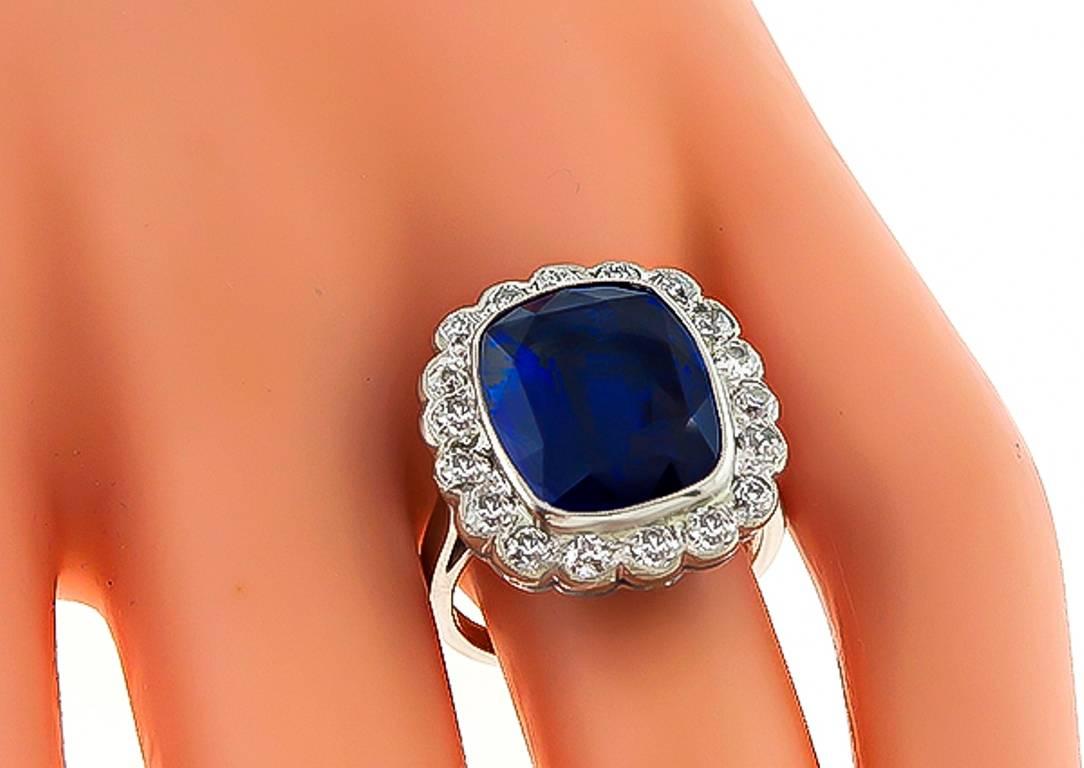 Vintage 10.30 Carat Sapphire Diamond Engagement Ring In New Condition For Sale In New York, NY