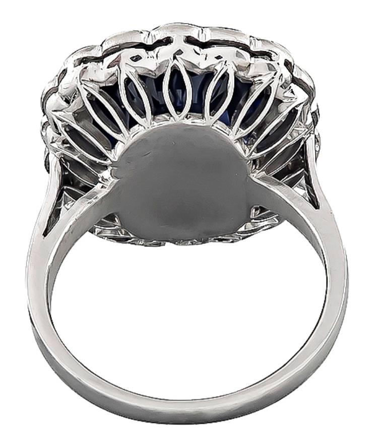 Women's or Men's Vintage 10.30 Carat Sapphire Diamond Engagement Ring For Sale