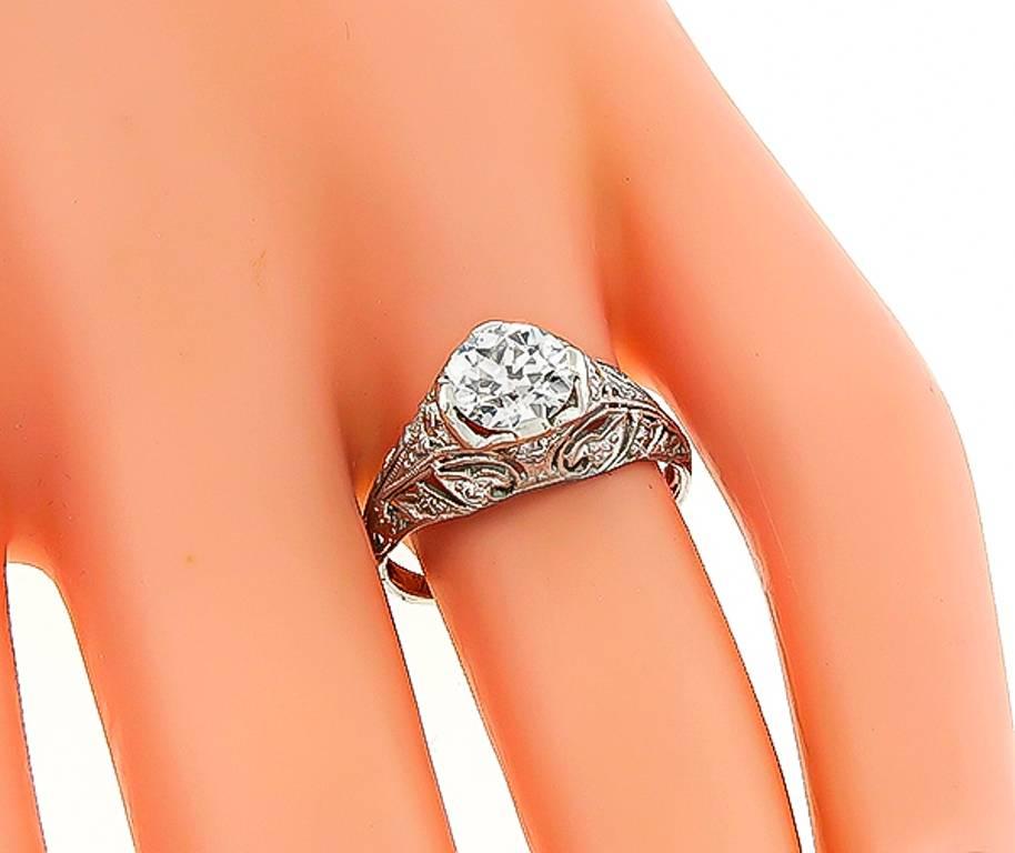 Edwardian Antique GIA Certified 1.14 Carat Diamond Engagement Ring