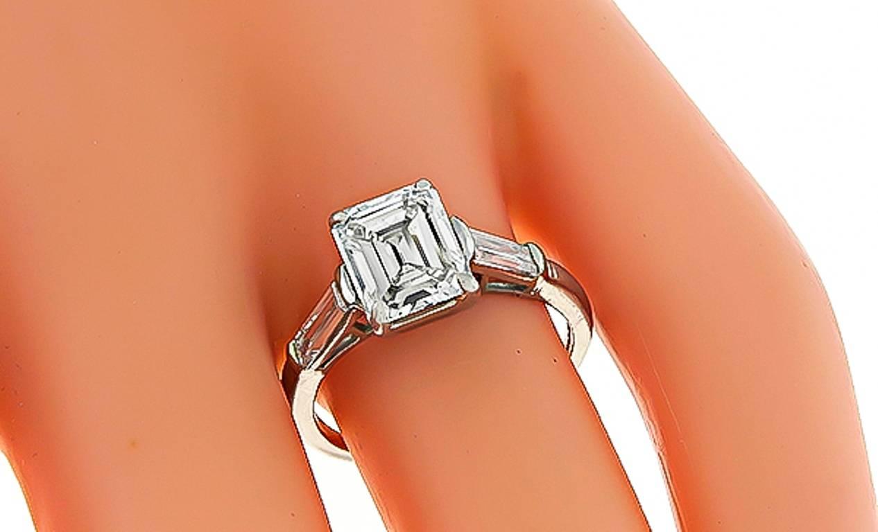 Women's or Men's 1950s 1.94 Carat Diamond Engagement Ring