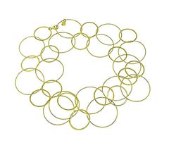 Elegant 18K Yellow Gold Interlocking Circle Link Necklace, 26.5 Inches