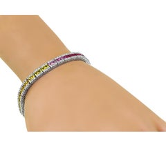 Bracelet en or blanc 14 carats avec saphir multicolore de 7,00 carats et diamant de 2,50 carats