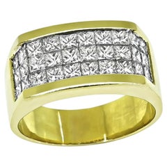 14k Yellow Gold 2.00ct Princess-Cut Diamond Men's Statement Ring