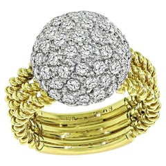 Two-Tone 18k Gold Diamond Cluster Dome Ring, 2.03ct, Size 9