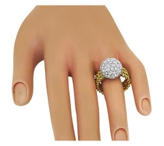 Two-Tone 18k Gold Diamond Cluster Dome Ring, 2.03ct, Size 9