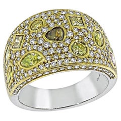 2.75ct Fancy Color Diamond 2.25ct Diamond 18k Yellow and White Gold Ring