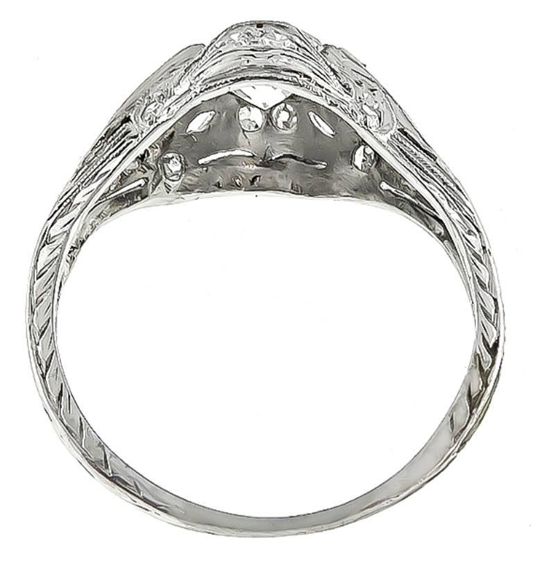 Women's or Men's Art Deco GIA Certified 0.59 Carat Diamond Engagement Ring