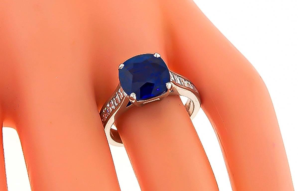 Stunning 4.17 Carat Sapphire Diamond Engagement Ring In Excellent Condition In New York, NY