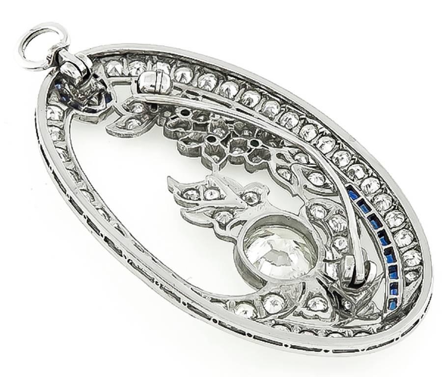 Original Art Deco 3.65 Carat Diamond Pin or Pendant In Excellent Condition In New York, NY