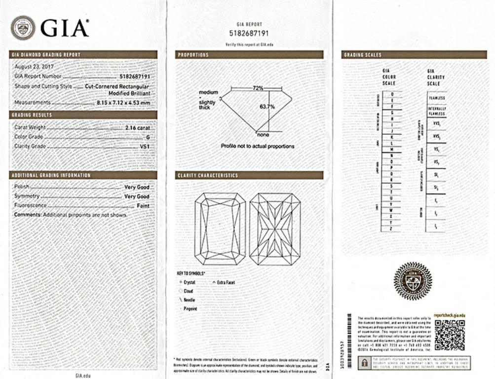 Contemporain Bague de fiançailles en platine avec diamants de 2,16 carats certifiés GIA en vente