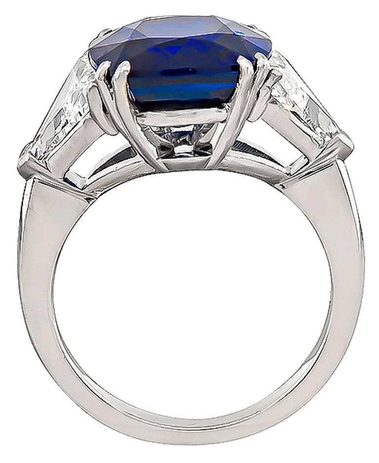 Amazing 7.17 Carat Sapphire Diamond Engagement Ring In New Condition In New York, NY