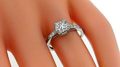 1.02 Carat Old Mine Cut Diamond Platinum Engagement Ring