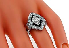 GIA 1.01ct Marquise Cut Diamond Onyx Engagement Ring