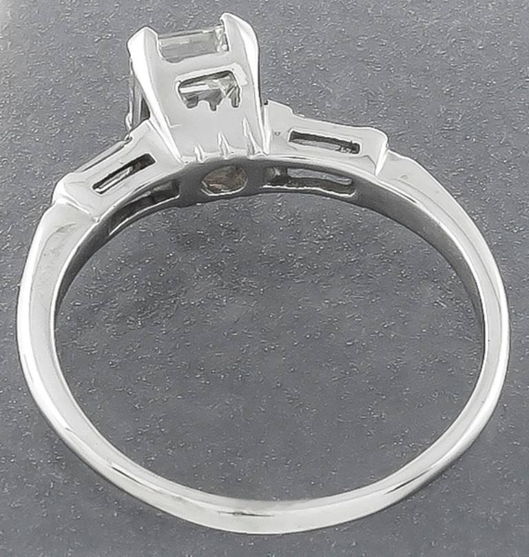 GIA Cert Emerald Cut Diamond Gold Engagement Ring In Excellent Condition In New York, NY