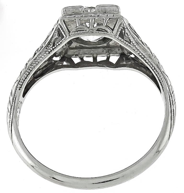 Edwardian Antique Diamond Platinum Engagement Ring For Sale
