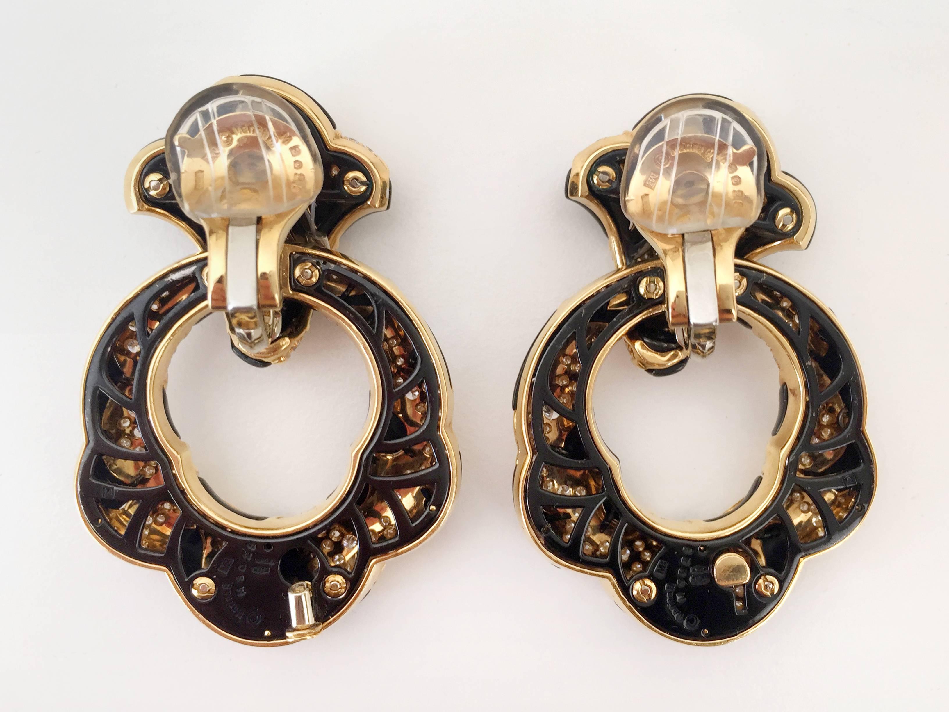 Iconic Ken Earrings , Blackened gold and white diamonds, mounted on 18kt yellow gold. Detachable and Transformable

Published on the Marina B. Book “The Art of Jewelry Design”. Made in Italy, circa 1983

Widely regarded as one of the most important
