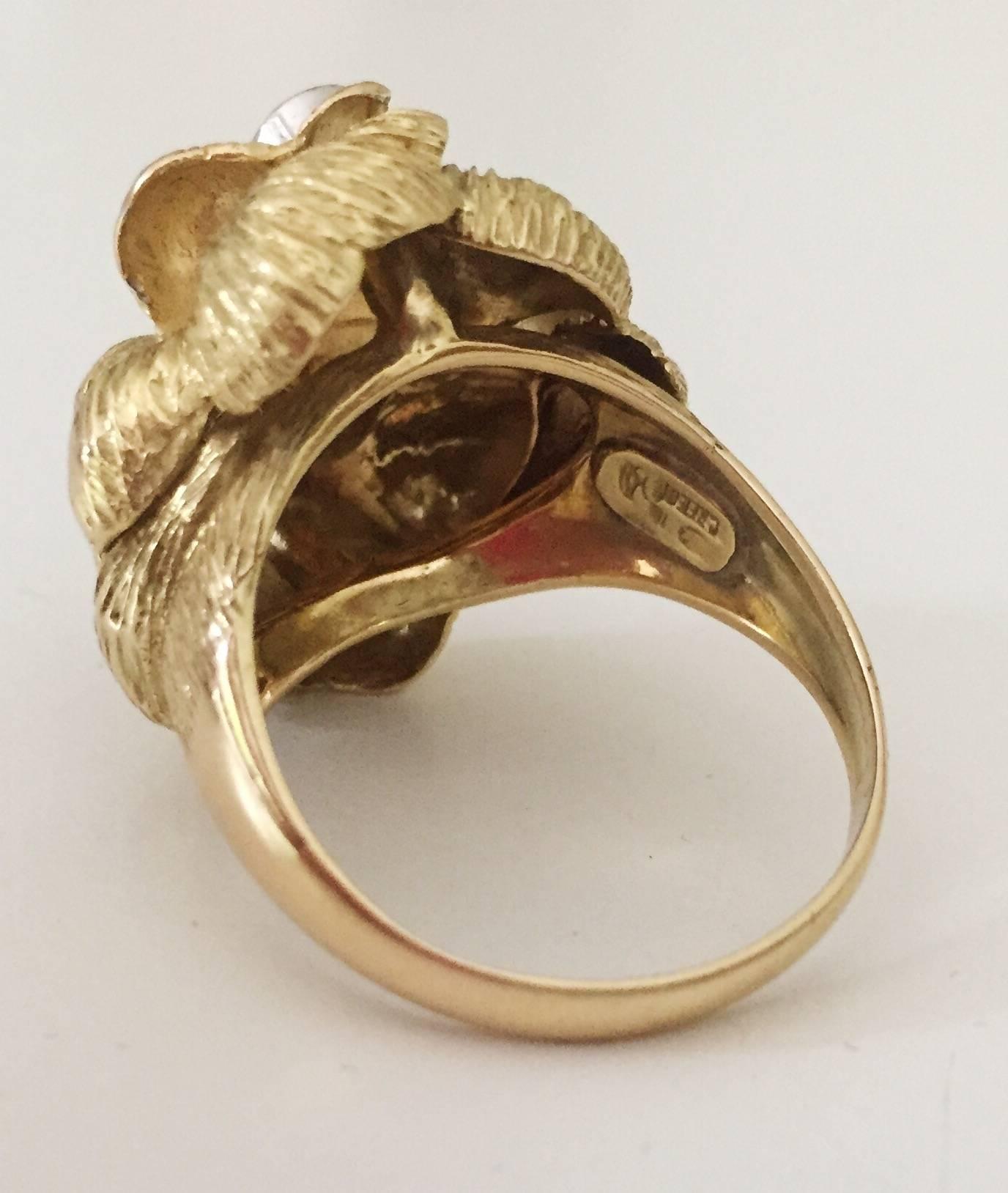 Circa 1970 Ilias Lalaounis 18 Karat Gold Cocktail Ring In Excellent Condition In London, GB