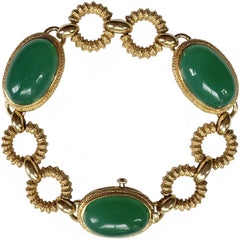 Circa 1960 Van Cleef & Arpels 18 Karat Gold Green Agate Bracelet