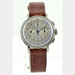 Rare Movado 2 Register Chronograph in Stainless Steel, 1950s