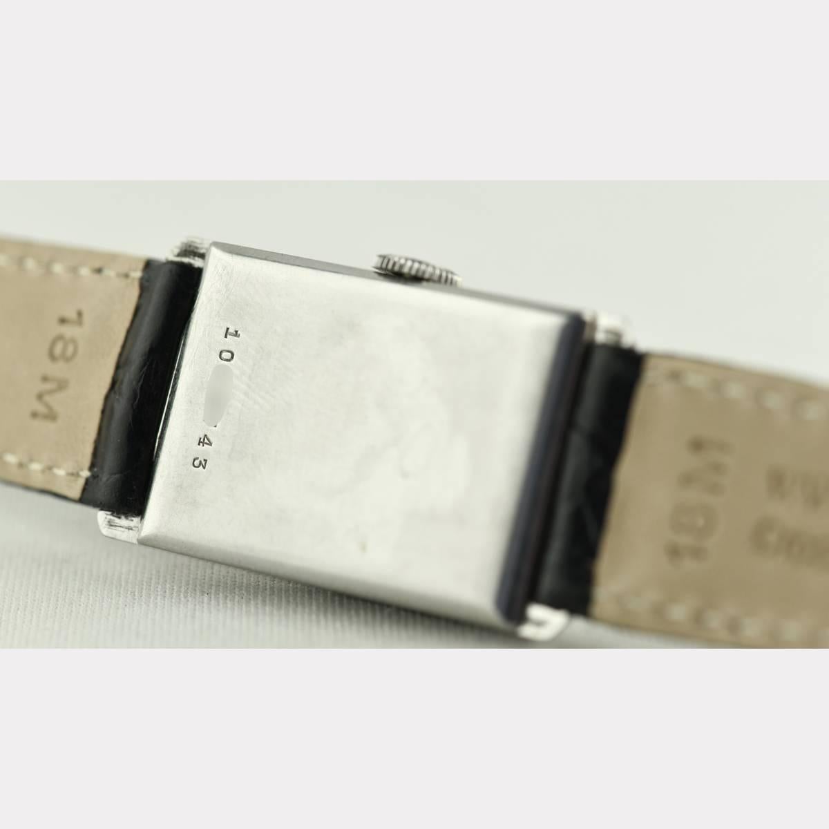 IWC Edelstahl Seltene Art Deco Rechteckige Cal 87 Armbanduhr, 1937 1