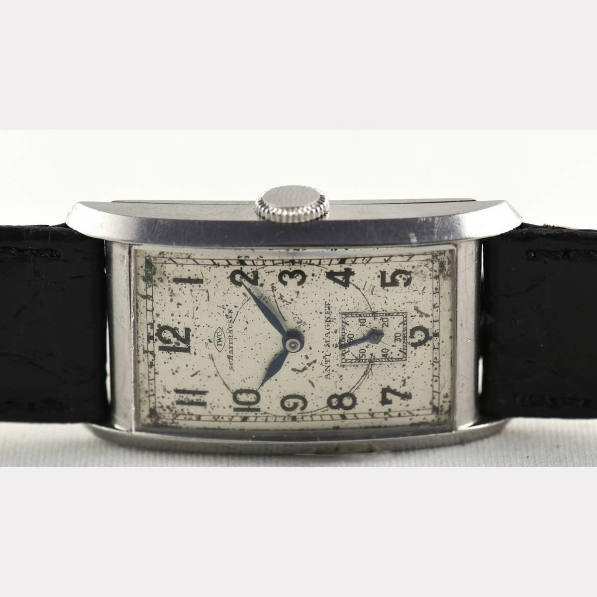 IWC Edelstahl Seltene Art Deco Rechteckige Cal 87 Armbanduhr, 1937 3