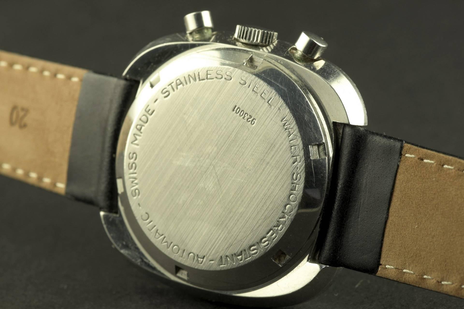 BWC Automatik-Edelstahl-Automatik-Chronograph-Armbanduhr, Vintage für Damen oder Herren im Angebot