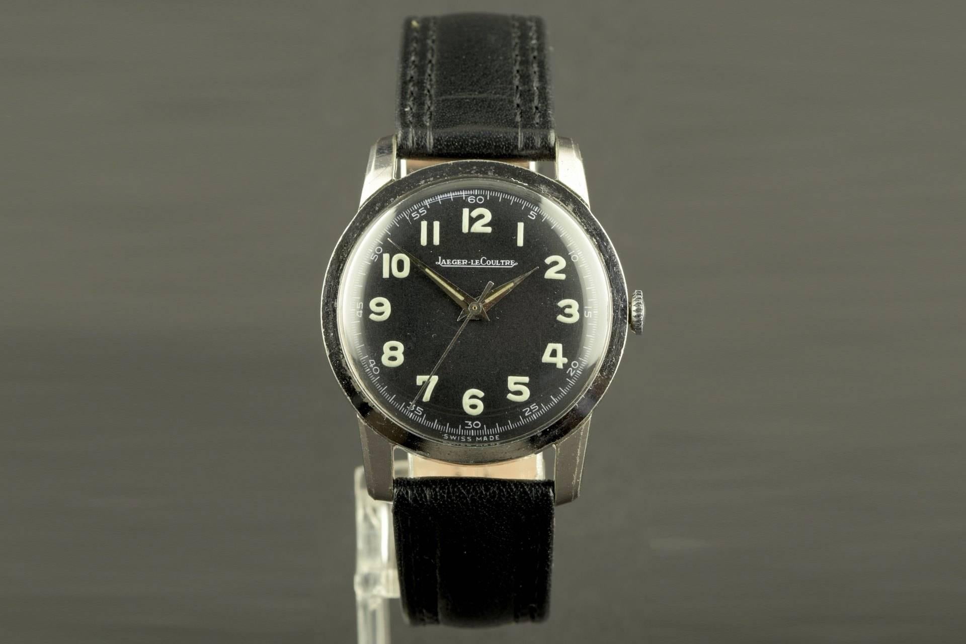 Jaeger Le Coultre Stainless Steel Military Look Manual Wristwatch, circa 1950s 3