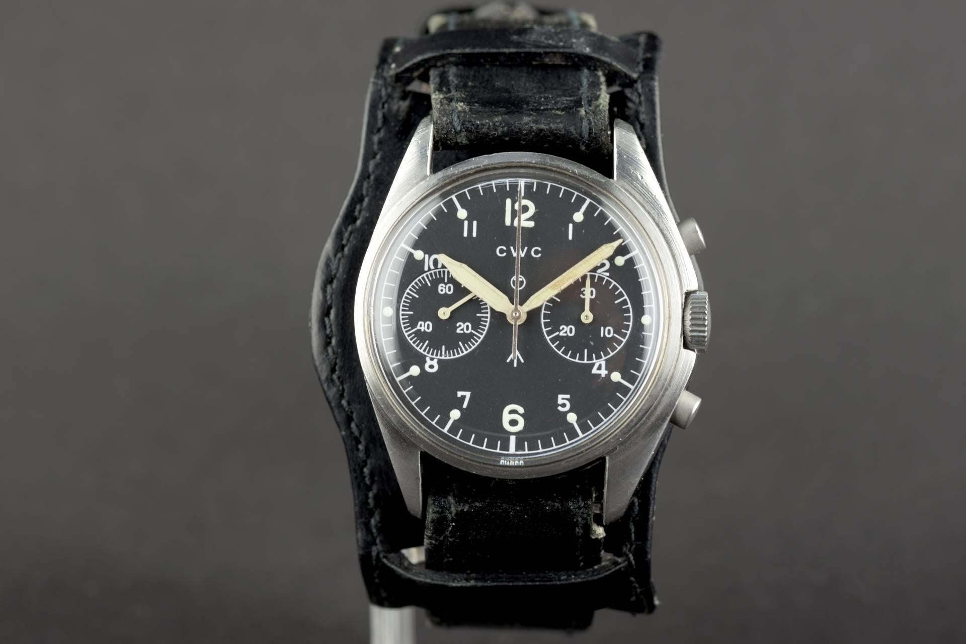 Cortebert CWC Stainless Steel British Airforce Chronograph Wristwatch, 1978 For Sale 1