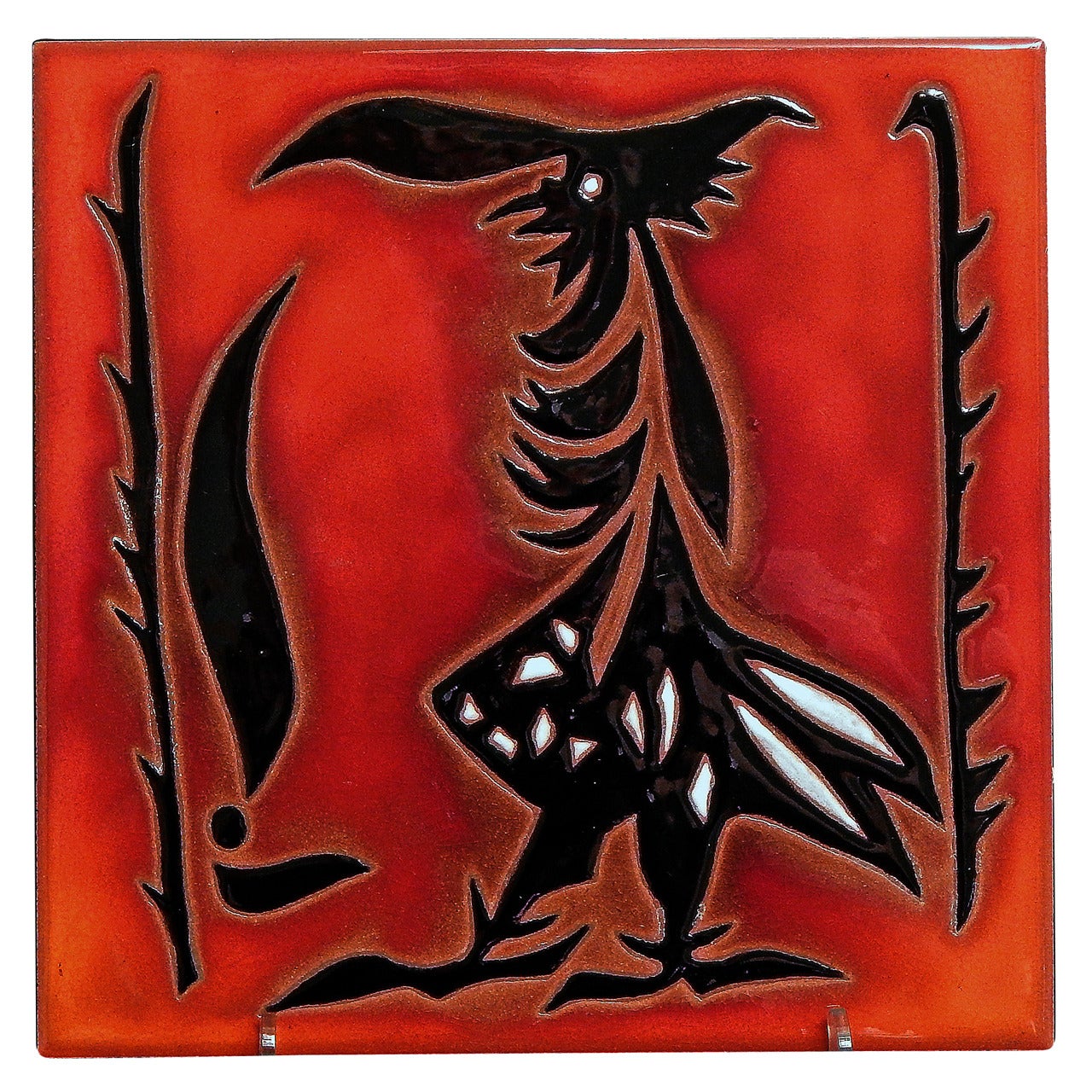 Rare Tile with Anthropomorphic Bird by Jean Lurçat