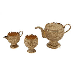 Antique A Late 19th Century Indo-Persian Silver Gilt Tea Set