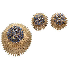 Sapphire Diamond Gold Jewelry Set