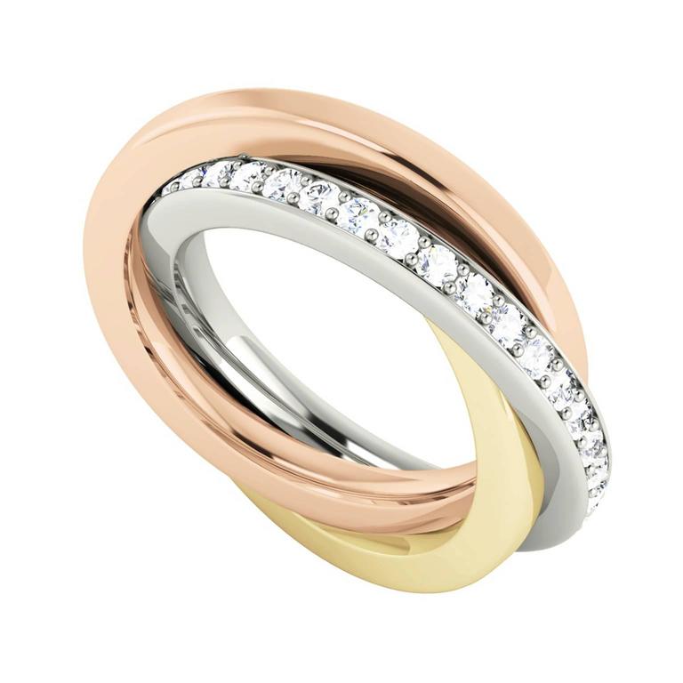 StyleRocks Diamond Set Gold Russian  Wedding  Ring  For Sale  