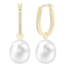 StyleRocks Diamond Gold Hoop Earrings with Detachable Pearl Drop