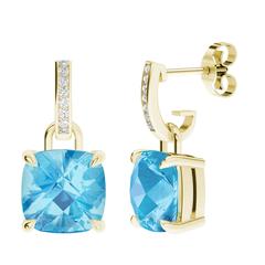 StyleRocks Blue Topaz Diamond Gold Drop Earrings