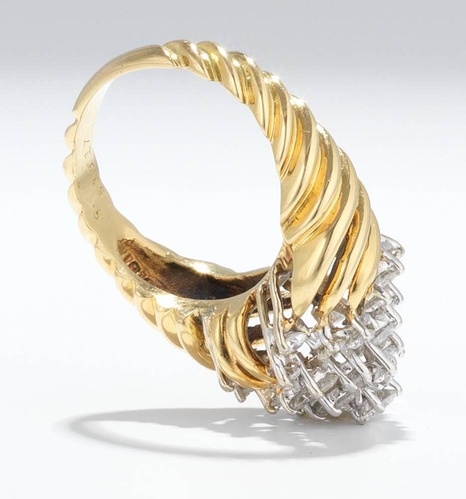 Elegant Hammerman Brothers 1.40 Carat Diamonds Gold Cluster Cocktail Ring 2